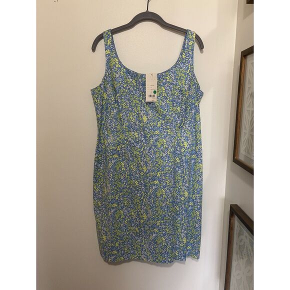 NWT VTG Sigrid Olsen Sport 12P Blue Floral Sheath Dress 90s Y2K Preppy Cotton - Picture 5 of 8